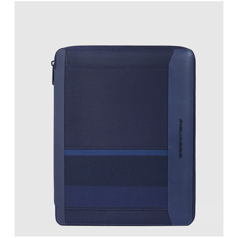 Portablocchi Piquadro Portablocco A4 Porta Ipad Portapenne Tessuto Inserti Pelle Blu