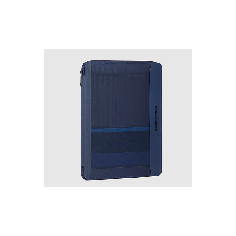 Portablocchi Piquadro Portablocco A4 Porta Ipad Portapenne Tessuto Inserti Pelle Blu