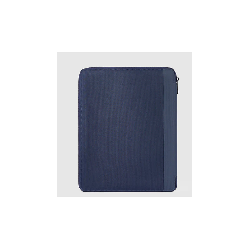 Portablocchi Piquadro Portablocco A4 Porta Ipad Portapenne Tessuto Inserti Pelle Blu