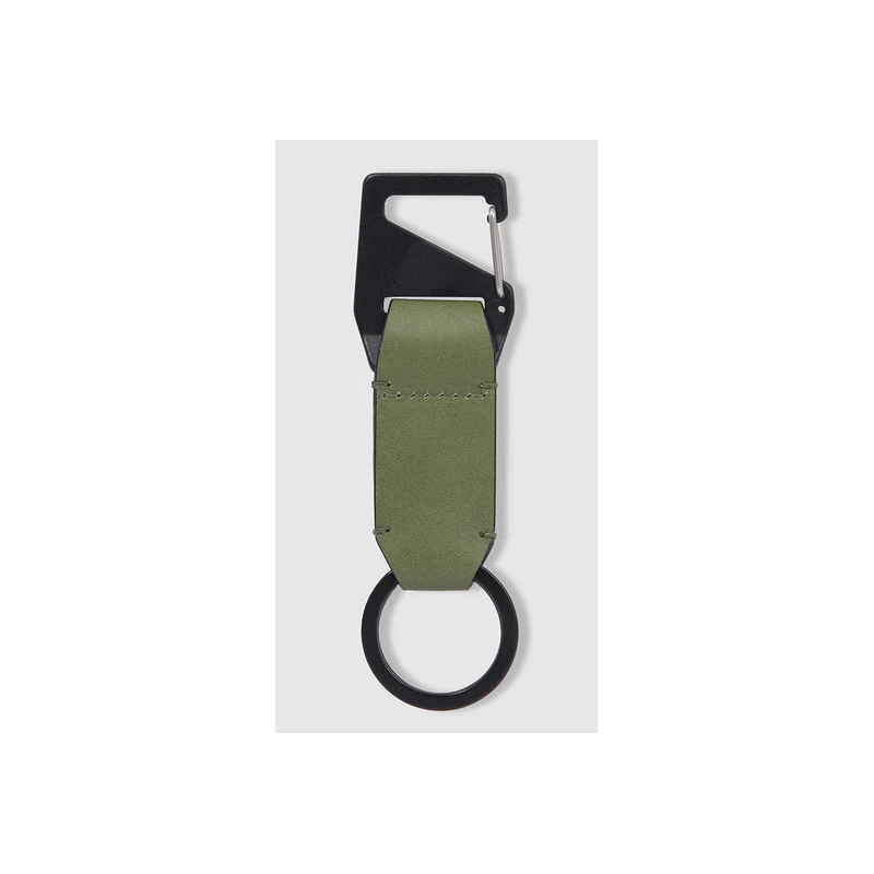 Portachiavi Piquadro In Pelle Verde Con Moschettone