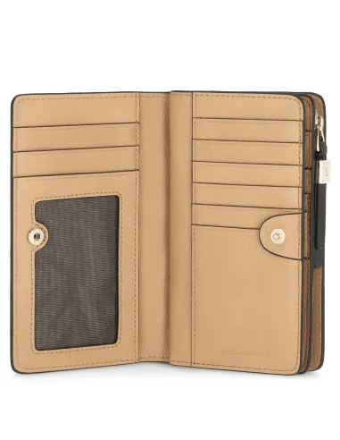 Portafogli Piquadro Portafoglio Donna Portamonete Portadocumenti In Pelle Beige