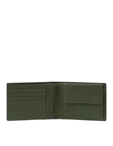 Portafogli Piquadro Portafoglio Uomo Portamonete Portadocumenti Tessuto ed Inserti Pelle Verde