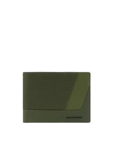 Portafogli Piquadro Portafoglio Uomo Portamonete Portadocumenti Tessuto ed Inserti Pelle Verde