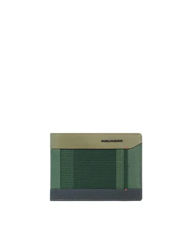 Portafogli Piquadro Portafoglio Uomo Portamonete Portadocumenti Tessuto Inserti Pelle Verde