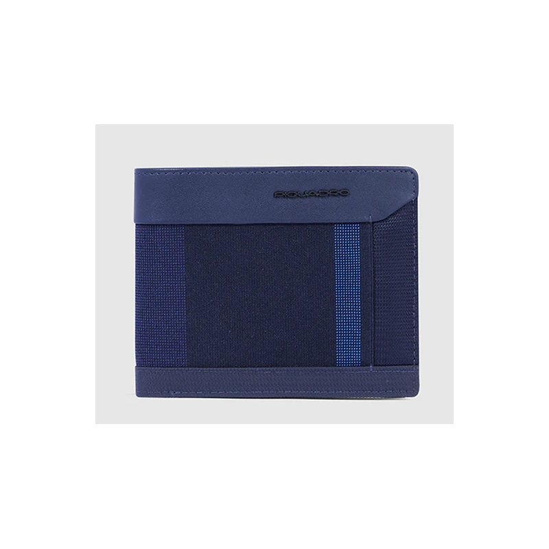 Portafogli Piquadro Portafoglio Uomo Portamonete Portadocumenti In Tessuto Inserti Pelle Blu