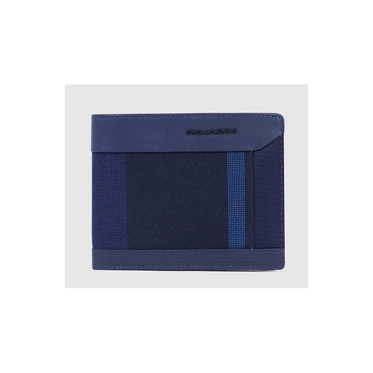 Portafogli Piquadro Portafoglio Uomo Portamonete Portadocumenti In Tessuto Inserti Pelle Blu