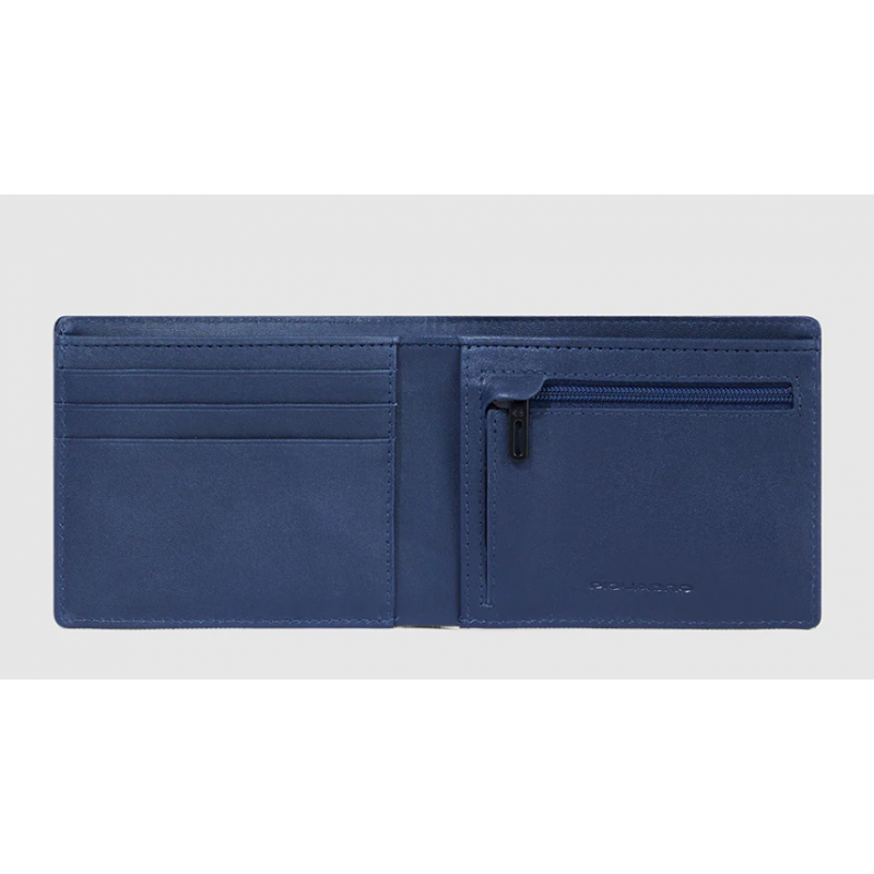 Portafogli Piquadro Portafoglio Uomo Portamonete Portadocumenti In Tessuto Inserti Pelle Blu