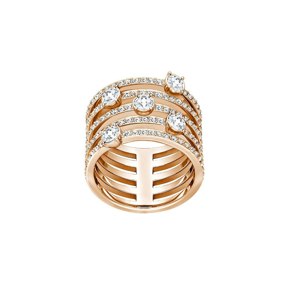 Anello Swarovski Creativity Taglio Round, Bianco, Placcato color oro rosa - Misura 60