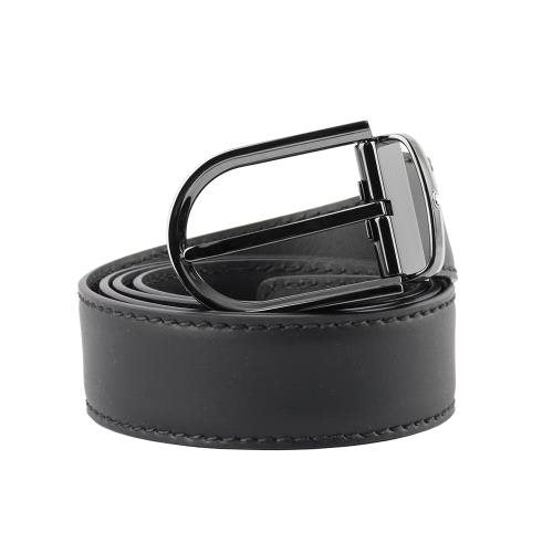 Cinture Montblanc Belt-Horseshoe Shiny Cintura Pelle Nera Fibbia Ovale