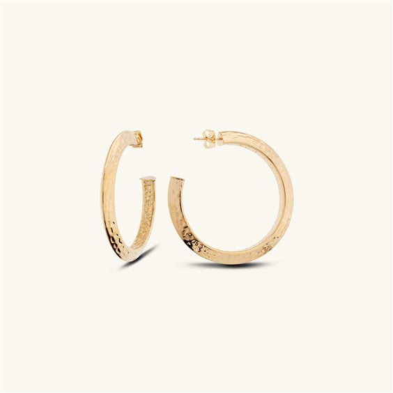 Orecchini Semicerchio Etrusca Gioielli Lega Golden Placcata Oro 18 Kt Finitura Martellata