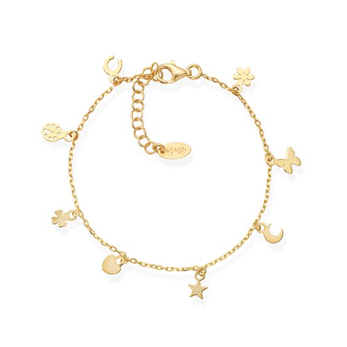 Bracciale Amen Romance Argento Dorato Charms Portafortuna