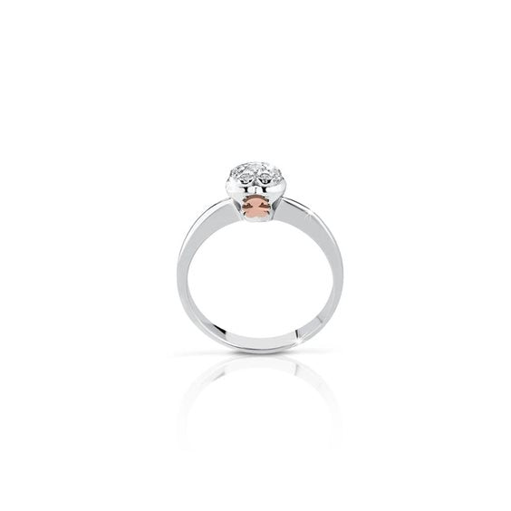 Anello Lebebé Gli Amori Oro Bianco Cuore Con Brillanti Bimba Rosa - Misura 14