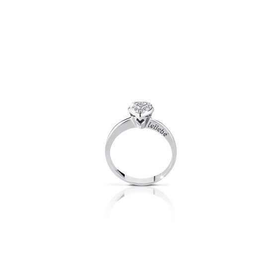 Anello Lebebé Gli Amori Oro Bianco Cuore Con Brillanti Bimba Rosa - Misura 14