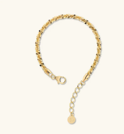 Bracciale Etrusca Gioielli Lega Golden Placcata Oro 18 Kt Maglia Margherita Diamantata