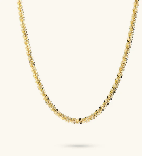 Collana Girocollo Etrusca Gioielli Lega Golden Placcata Oro 18 Kt Catena Maglia Margherita Diamantata