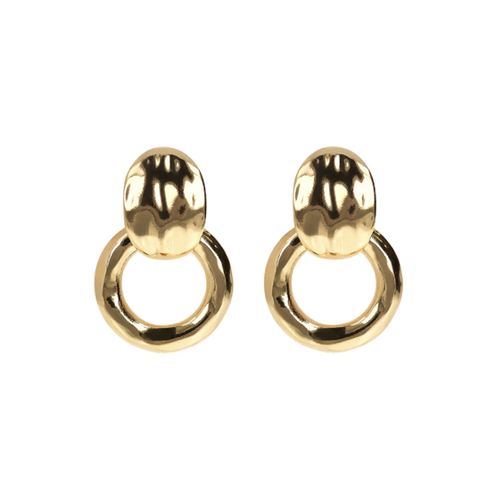 Orecchini Etrusca Gioielli Lega Golden Placcata Oro 18 Kt Elemento Ovale Con Cerchio