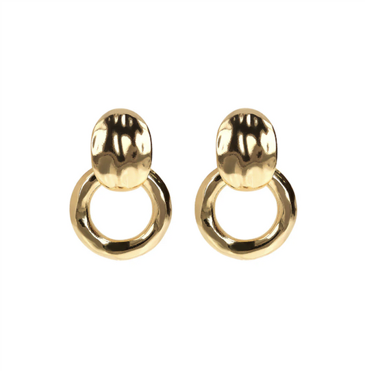 Orecchini Etrusca Gioielli Lega Golden Placcata Oro 18 Kt Elemento Ovale Con Cerchio