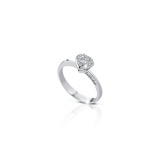 Anello Lebebé Gli Amori Oro Bianco Cuore Con Brillanti Bimba Rosa - Misura 14