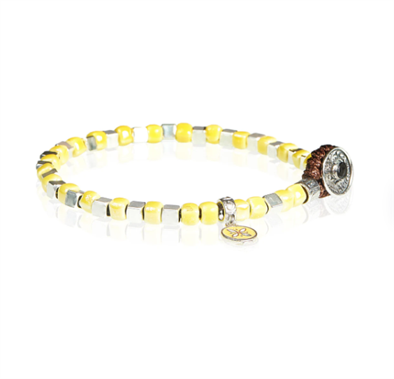 Bracciale Gerba Silver Ceramic Elementi in Ceramica Gialla, Dadini e Chiusura in Argento