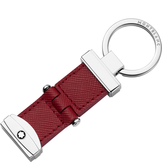 Portachiavi Montblanc Sartorial Ad Anello Acciaio E Pelle Rossa