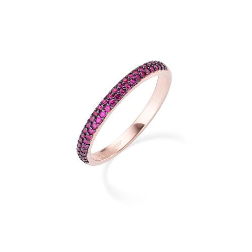 Anello Amen Rainbow Argento Rosato Zirconi Rossi - Misura 14
