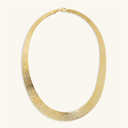 Collana Girocollo Etrusca Cleopatra Martellata Lega Golden Placcata Oro 18 kt