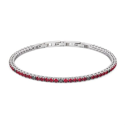 Bracciale Tennis Comete Regolabile Acciaio Zirconi Rossi e Neri