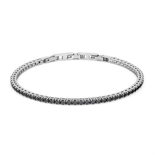 Bracciale Tennis Comete Regolabile Acciaio Zirconi Neri