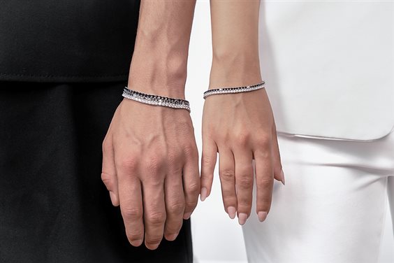 Bracciale Tennis Comete Regolabile Acciaio Zirconi Neri