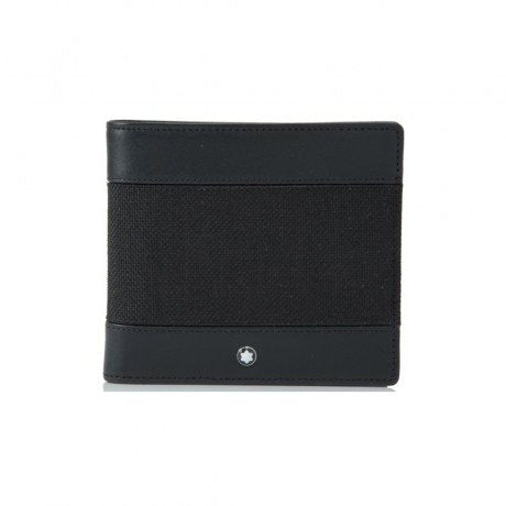 Portafogli Montblanc Meisterstuck Canvas Portafoglio 8 Scomparti Pelle Nera