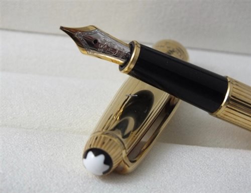 Penna Stilografica Montblanc Meisterstuck Solitaire Classique Sterling Silver 925 Gold Plated - M