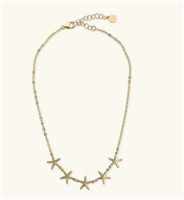 Collana Girocollo Etrusca Gioielli Lega Golden Placcata Oro 18 Kt 5 Stelle Marine Martellate