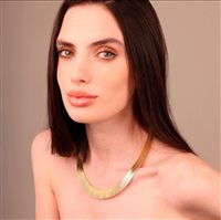 Collana Girocollo Etrusca Cleopatra Martellata Lega Golden Placcata Oro 18 kt