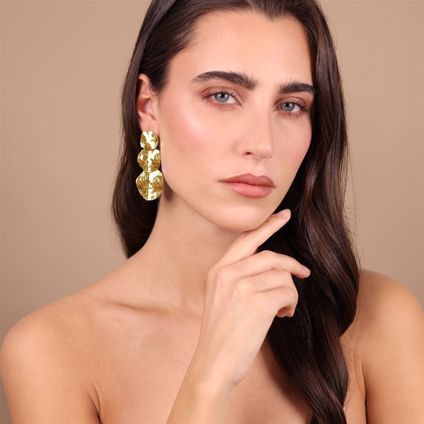 Orecchini Pendenti Etrusca Lega Golden Placcata Oro 18 kt