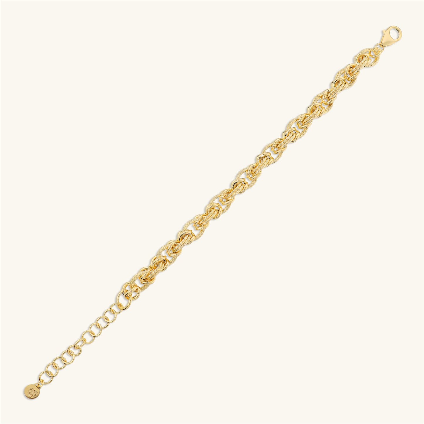 Bracciale Etrusca Maglie Ovali A Intreccio Lavorate Lega Golden Placcata Oro 18kt