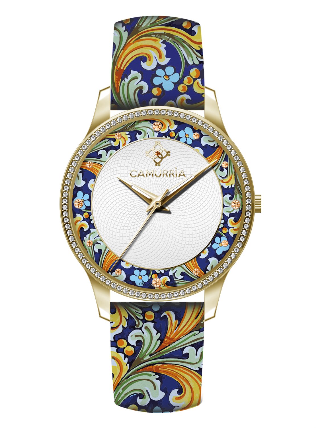 Orologio Camurrìa Caltagirone 37 mm Pvd Oro Cinturino con Stampe