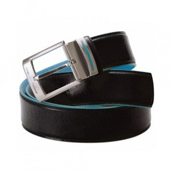 Cinture Piquadro Blue Square Cintura Fibbia Ardiglione Pelle Nera