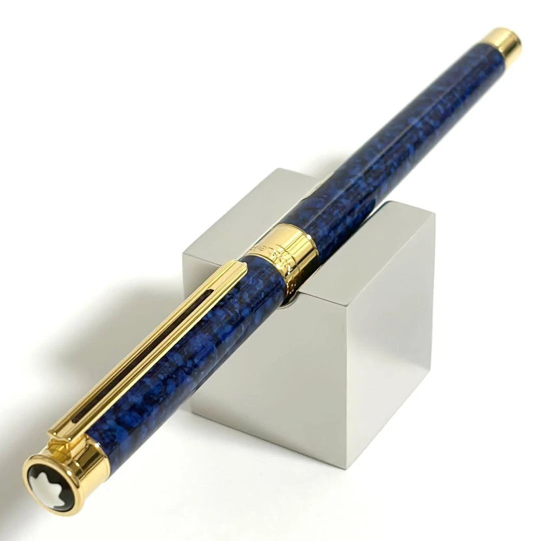 Penne Stilografiche Montblanc Noblesse Penna Stilografica Smalto Blu Finiture Placcate Oro