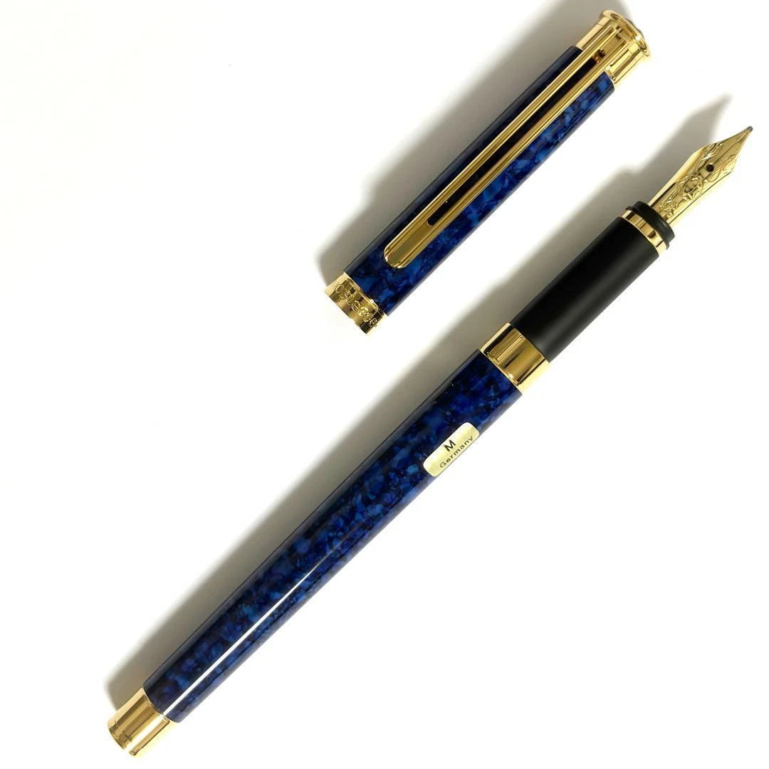 Penne Stilografiche Montblanc Noblesse Penna Stilografica Smalto Blu Finiture Placcate Oro