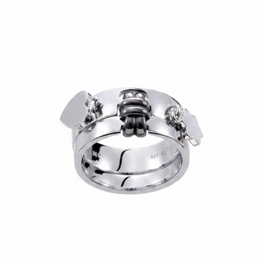 Anello Doppio Montblanc Reveal Your Secret Argento Charms Stella/Cuore - Misura 54