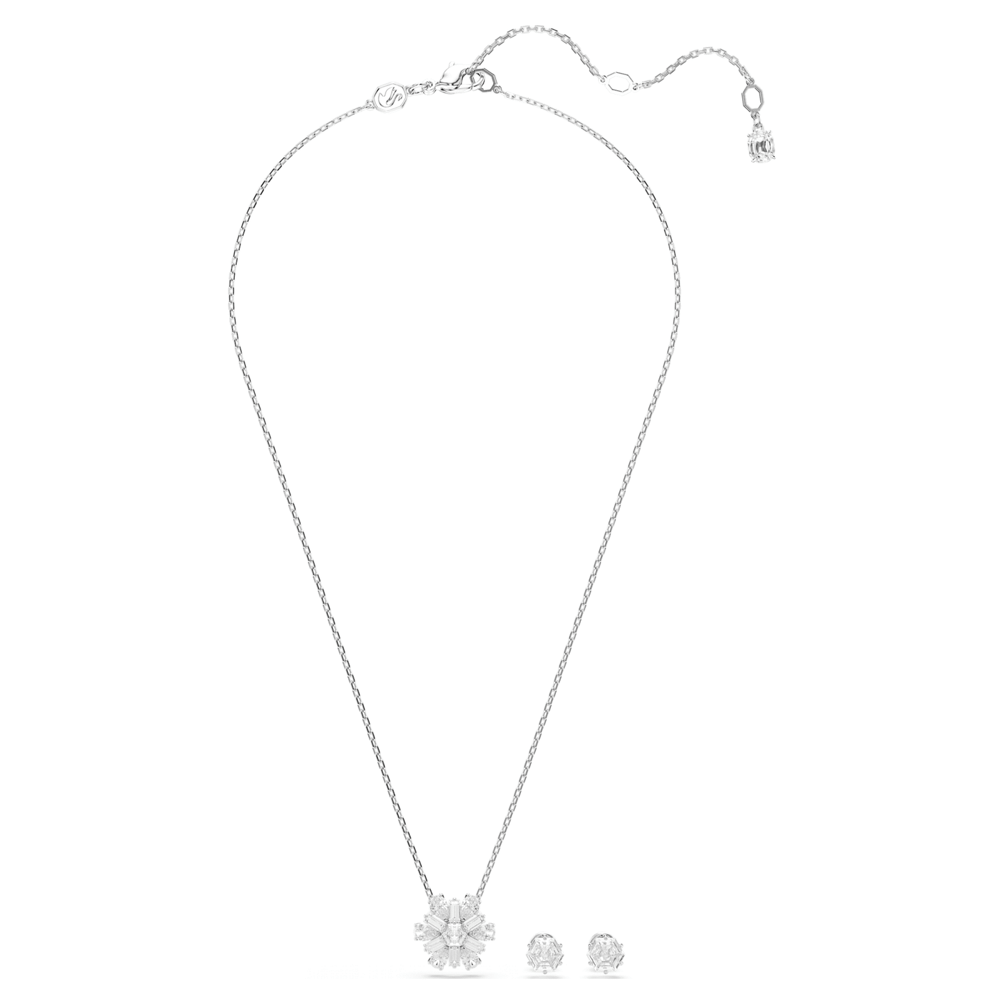 Parures Swarovski Set Idyllia Taglio misto, Fiocco Di Neve, Bianco, Placcato rodio