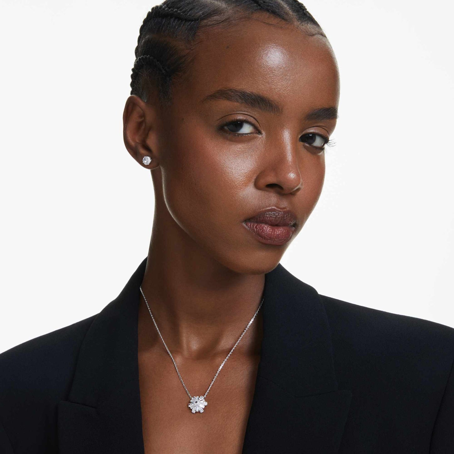 Parures Swarovski Set Idyllia Taglio misto, Fiocco Di Neve, Bianco, Placcato rodio