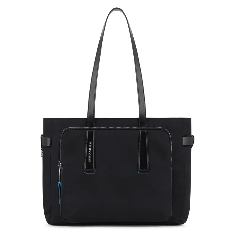 Borse Piquadro Borsa Donna Media Porta Pc Ipad Tessuto Inserti Pelle Nera