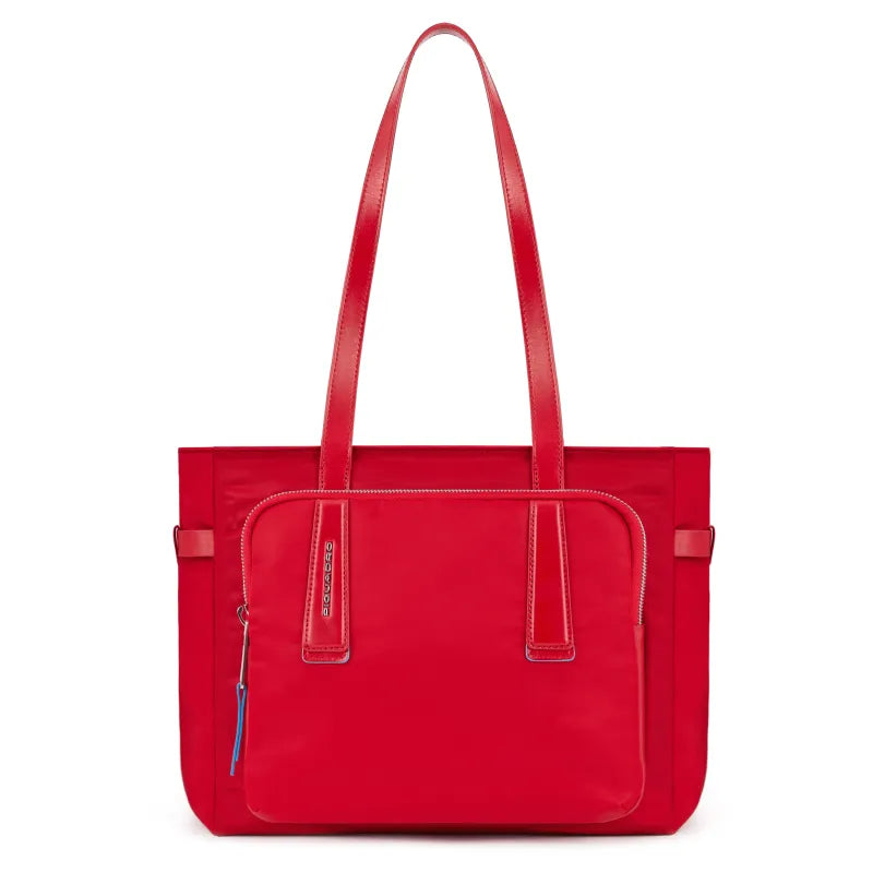 Borse Piquadro Borsa Donna Media Porta Pc Ipad Tessuto Inserti Pelle Rossa