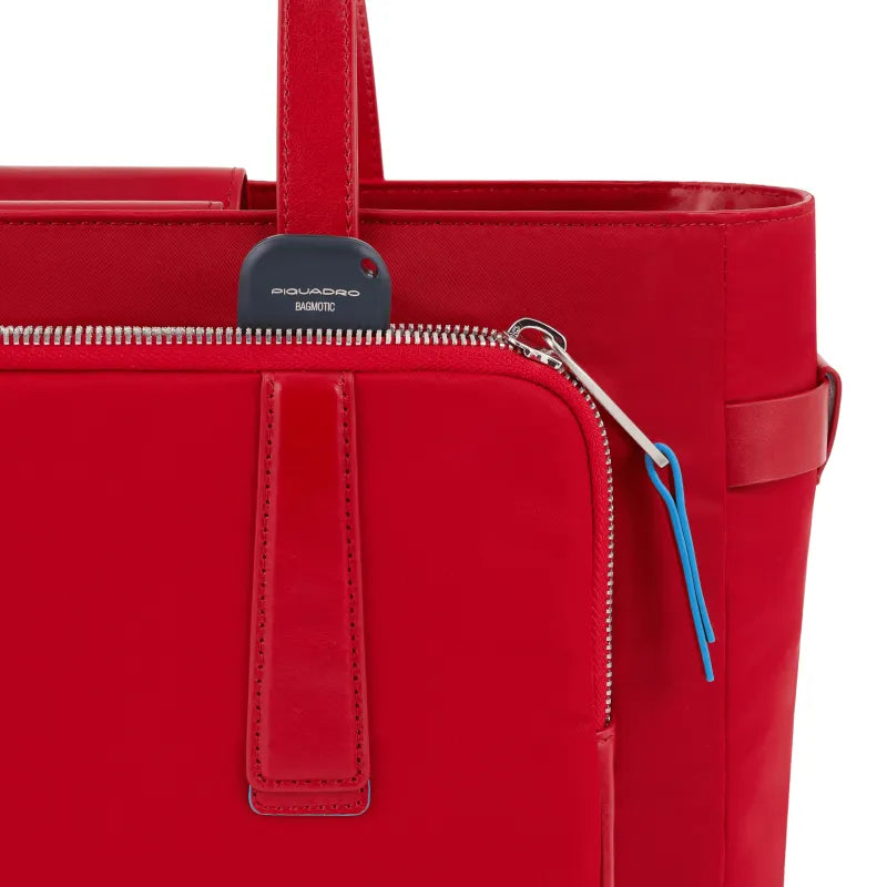 Borse Piquadro Borsa Donna Media Porta Pc Ipad Tessuto Inserti Pelle Rossa