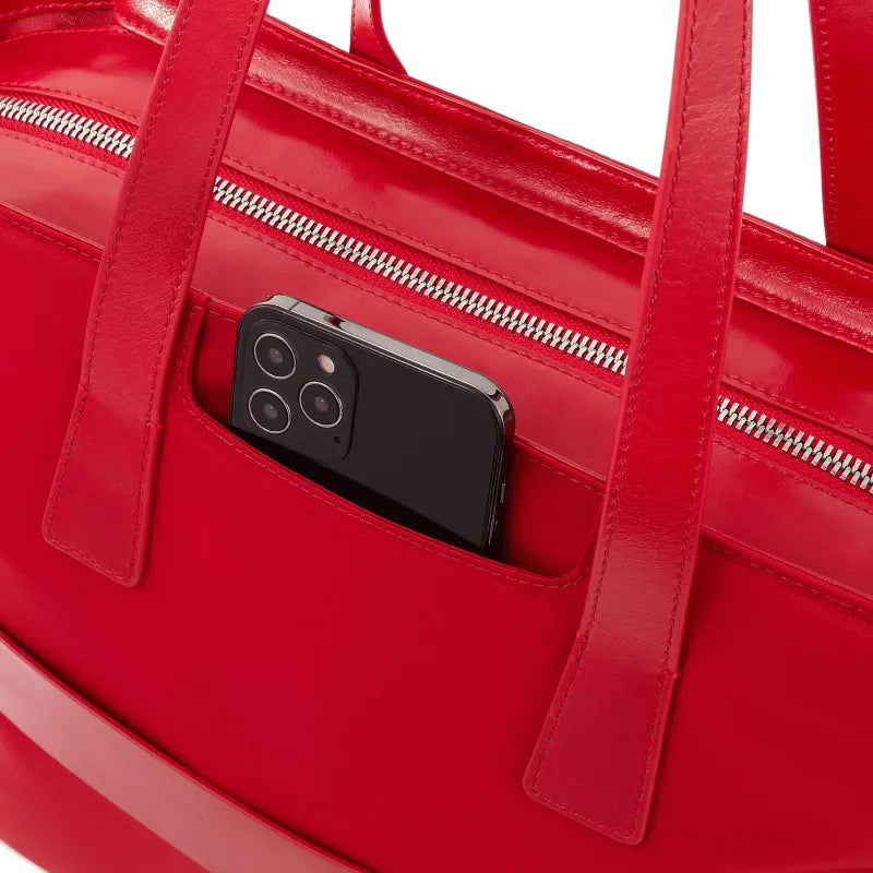 Borse Piquadro Borsa Donna Piccola Porta Pc Ipad Tessuto Inserti Pelle Rossa