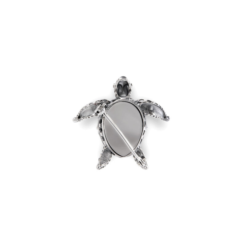 Spille Gerardo Sacco in Argento Fairmined Spilla Tartaruga Caretta Caretta  Pietra Triplete