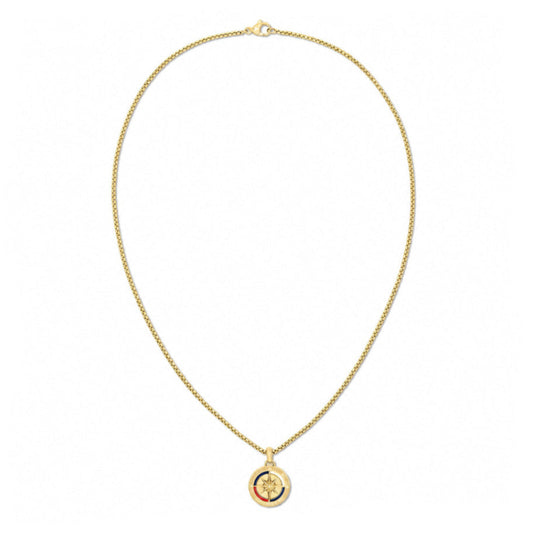 Collana Uomo Tommy Hilfiger Compass Acciaio Pvd Oro Pendente Rosa Dei Venti