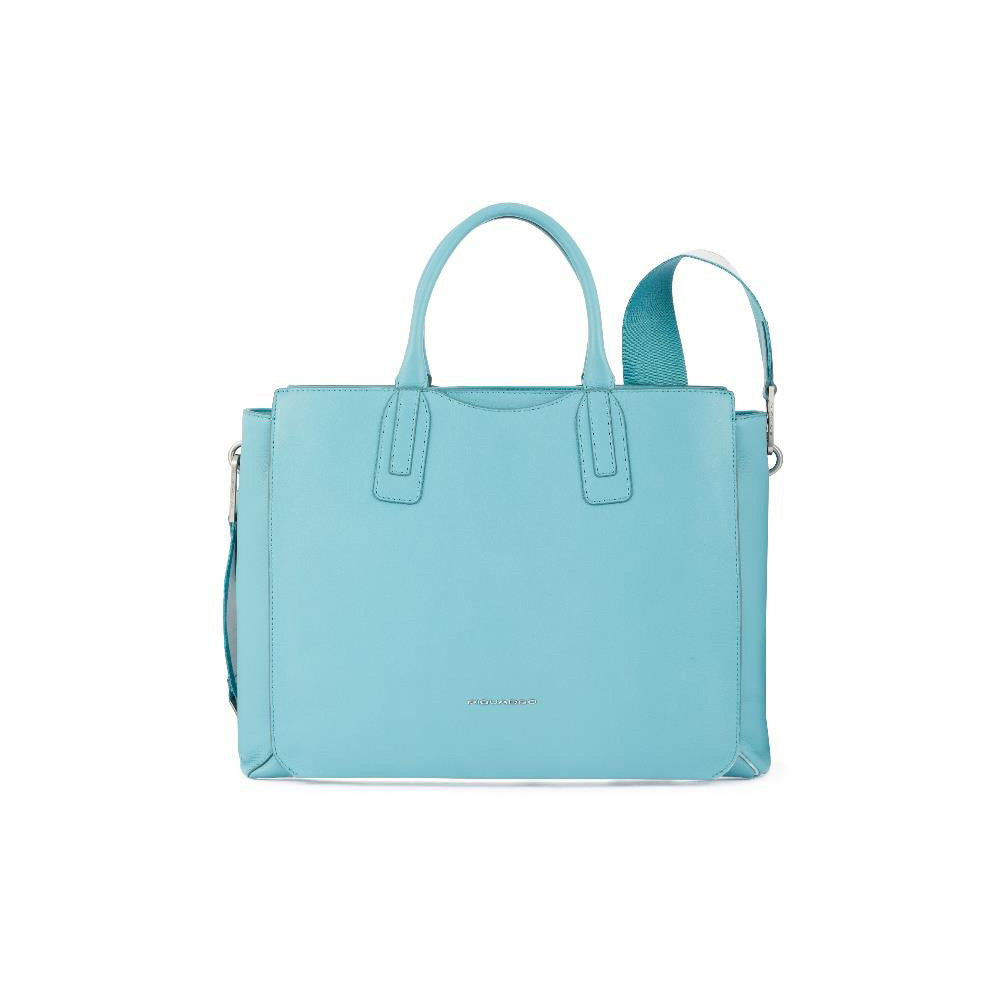 Borse Piquadro Borsa Donna Due Manici Porta Pc Ipad Pelle Azzurra