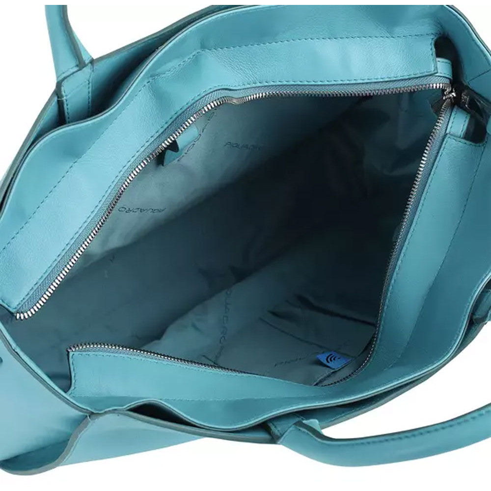 Borse Piquadro Borsa Donna Due Manici Porta Pc Ipad Pelle Azzurra